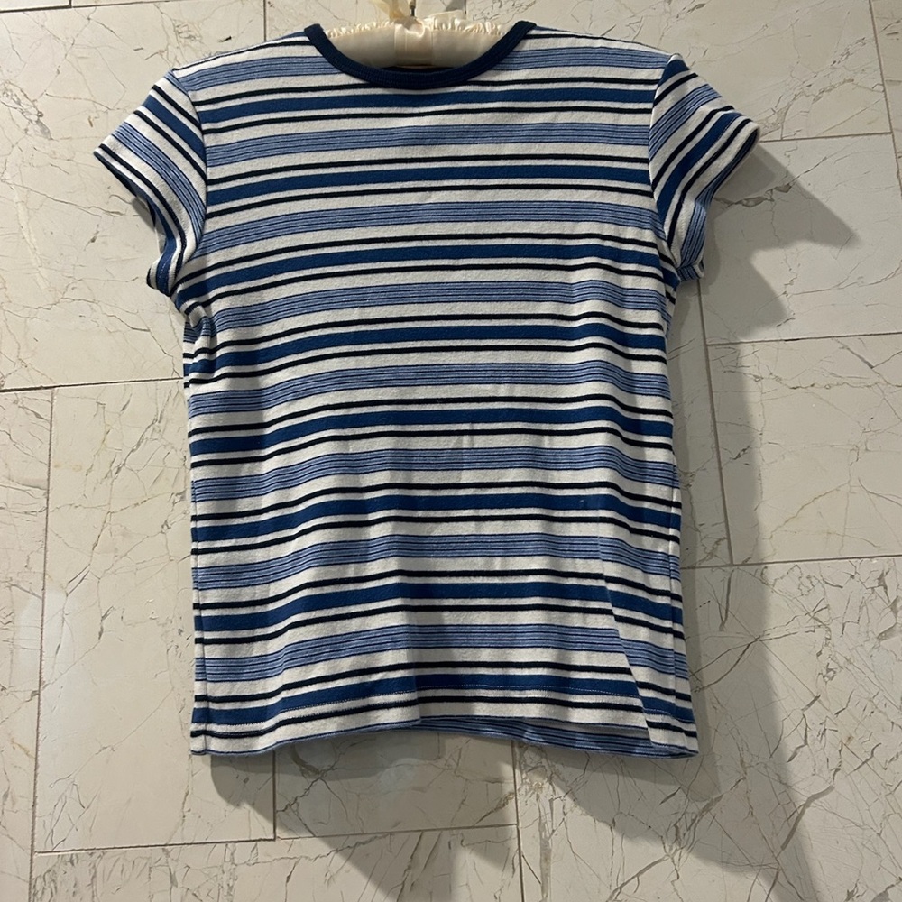 brandy melville blue and white stripped baby tee